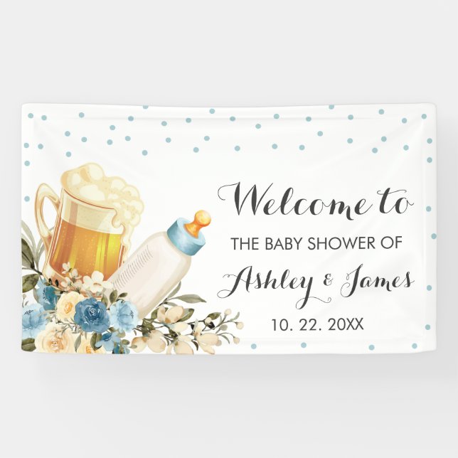 Niedlicher Baby Boy braut Blue Baby Dusche Hinterg Banner (Horizontal)