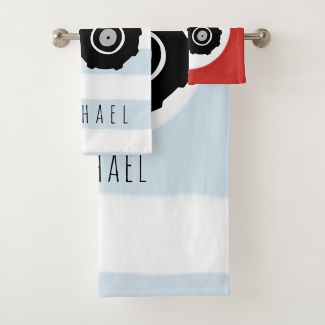 Niedlicher Baby Boy Doodle Red Farm Traktor mit Na Badhandtuch Set (Insitu)