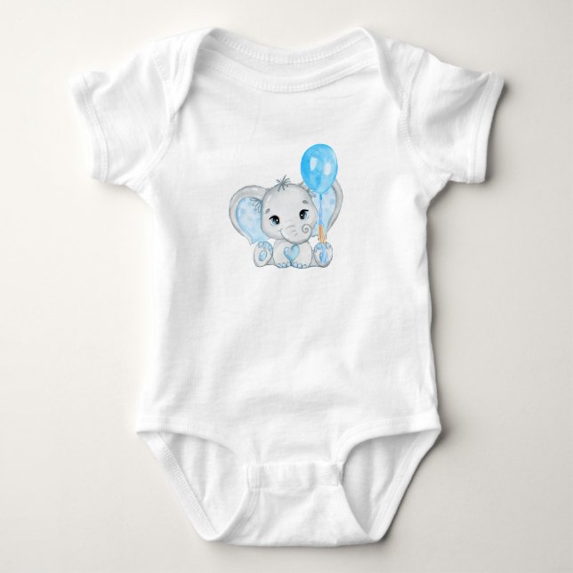 Niedlicher Baby Boy Elefant mit Ballon Strampler (Vorderseite)