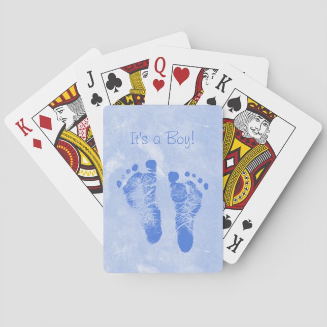 Niedlicher Baby Boy Footprints Spielkarten (Rückseite)