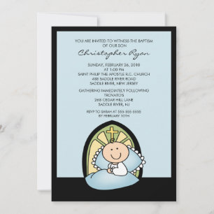 Niedlicher Baby Boy Taufe Christening Einladung