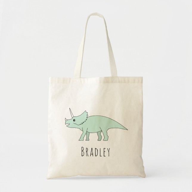 Niedlicher Baby Boy Triceraptops Dinosauriername D Tragetasche (Vorne)