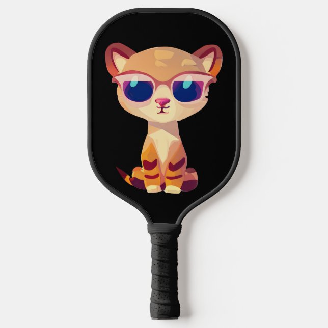 Niedlicher Baby Cheetah mit Sonnenbrille Pickleball Schläger (Vorderseite)