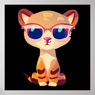 Niedlicher Baby Cheetah mit Sonnenbrille Poster