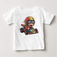 Niedlicher Baby Chimp Race Car Driver