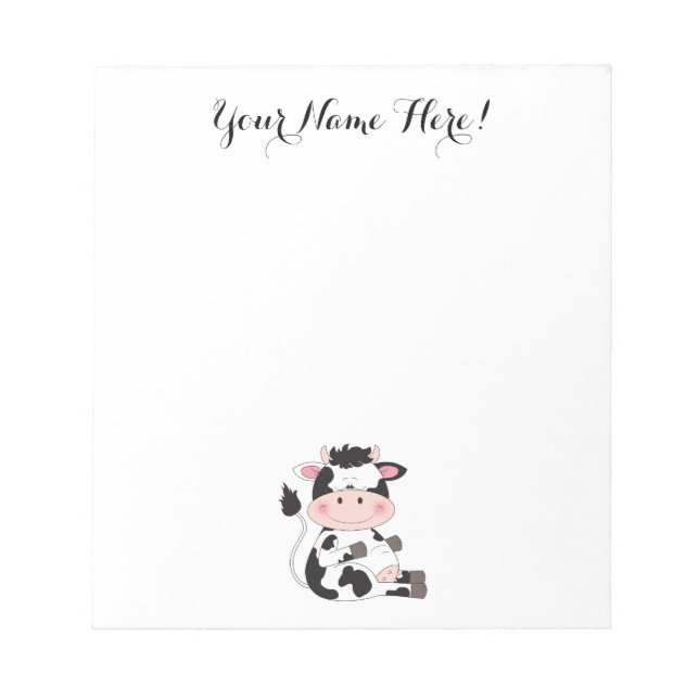 Niedlicher Baby Cow Cartoon Notizblock (Vorderseite)