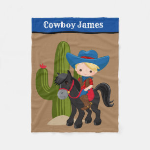 Niedlicher Baby Cowboy hinzufügen Namensdecke Fleecedecke