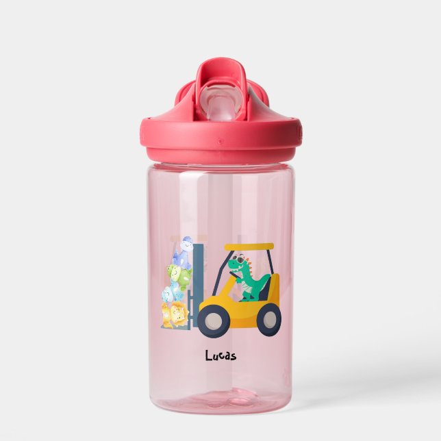 Niedlicher Baby-Dinosaurier Traktor Rücken 2 Schul Trinkflasche (Vorne)
