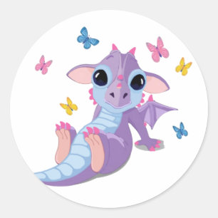 Niedlicher Baby-Drache Runder Aufkleber