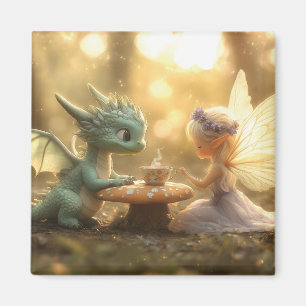 Niedlicher Baby Dragon und Fee Genuss Tee Magnet