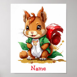 Niedlicher Baby Eichhörnchen-Individuelle Name Poster