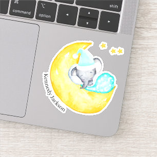 Niedlicher Baby-Elefant, der auf dem Mond-Vinyl Aufkleber