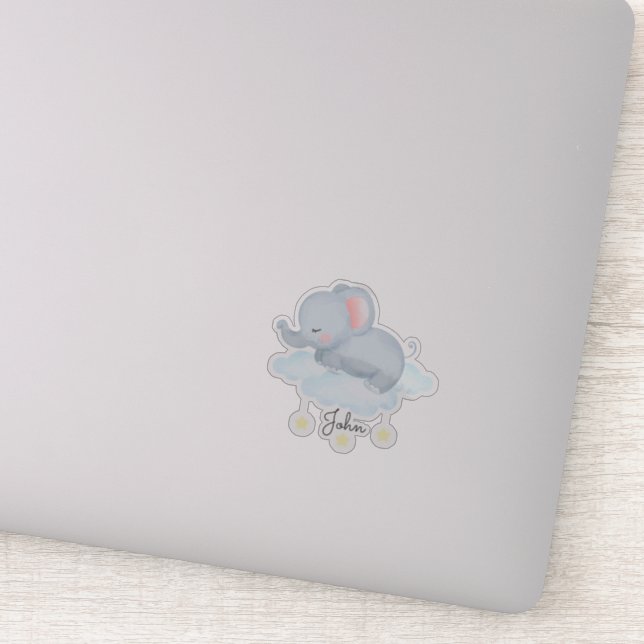Niedlicher Baby-Elefant in der Cloud Aufkleber (Detail)