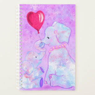 Niedlicher Baby Elefant mit Mama Planner Planer