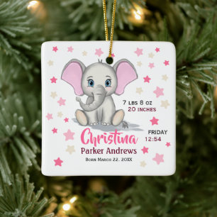 Niedlicher Baby Elefant mit rosa Ohren Mädchen Ge Keramikornament