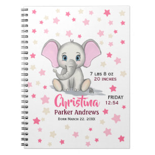 Niedlicher Baby Elefant mit rosa Ohren Mädchen Ge Notizblock