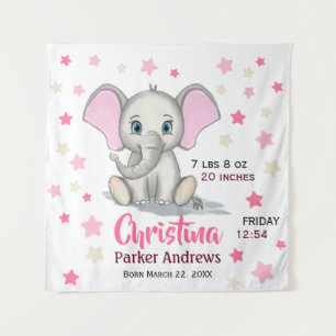Niedlicher Baby Elefant mit rosa Ohren Mädchen Geb Wandteppich