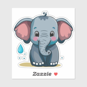 Niedlicher Baby-Elefant sprüht Wasser aus dem Rüss Aufkleber