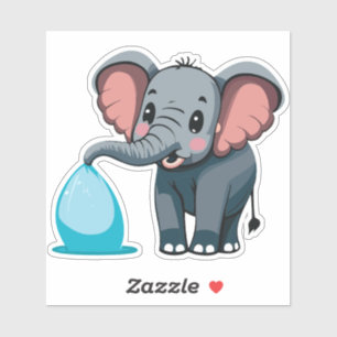 Niedlicher Baby-Elefant sprüht Wasser aus dem Rüss Aufkleber