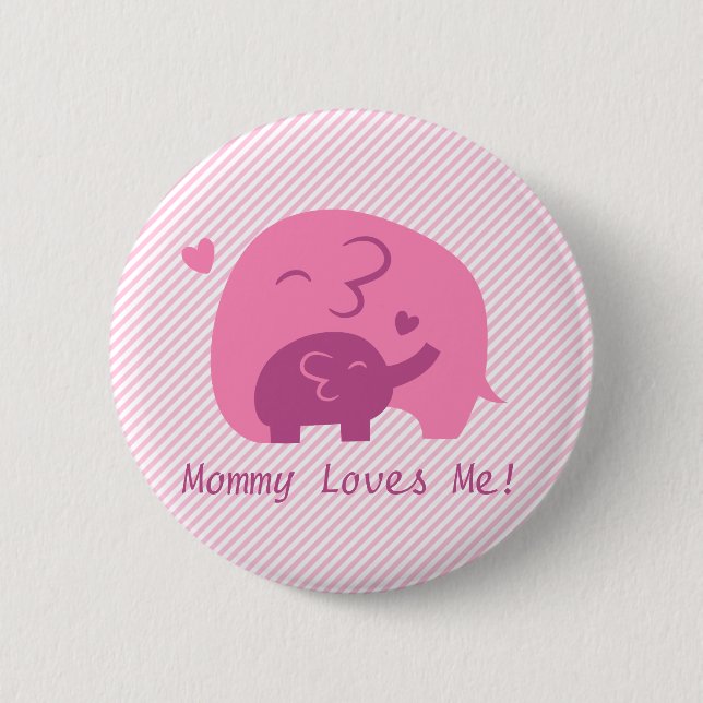 Niedlicher Baby-Elefant und Mama-Eltern-Liebe Button (Vorderseite)