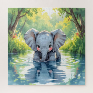 Niedlicher Baby-Elefant und Spiegelbild