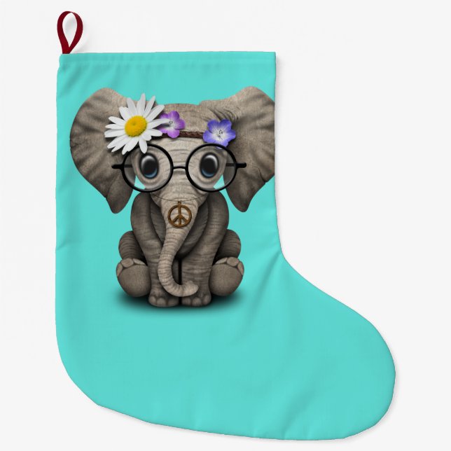 Niedlicher Baby-ElefantHippie Großer Weihnachtsstrumpf (Vorderseite)