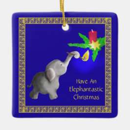 Niedlicher Baby Elephant leuchtet ein Kerzenlicht  Keramikornament