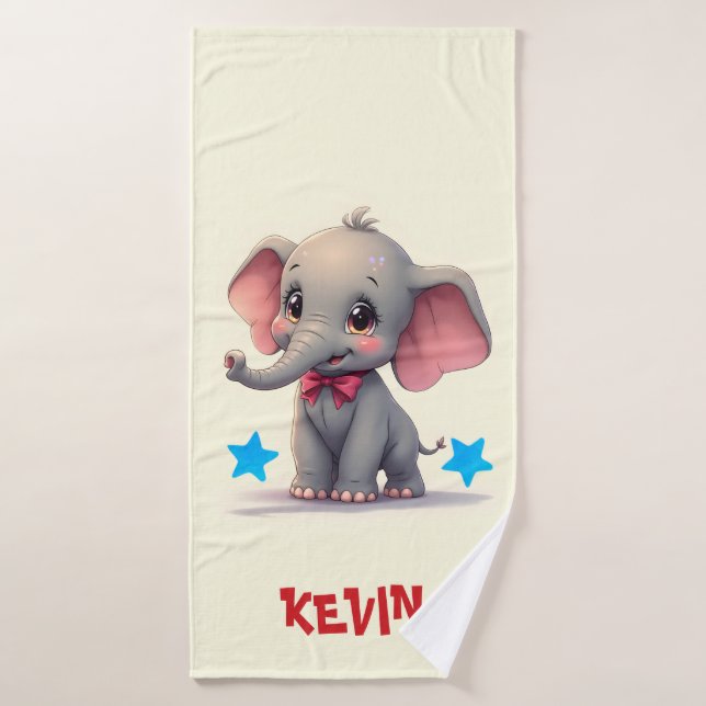 Niedlicher Baby Elephant mit Red Bow Badhandtuch Set (Badehandtuch)
