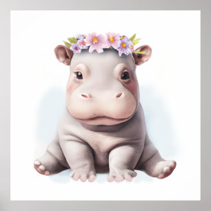 Niedlicher Baby-Flusspferd Poster