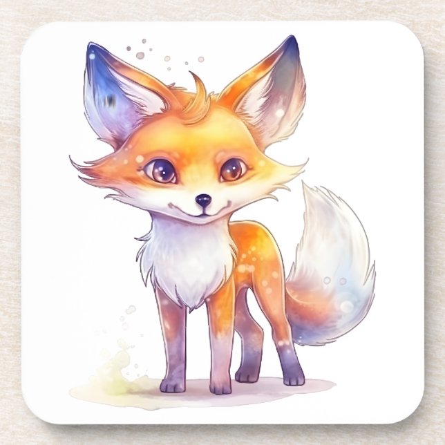 Niedlicher Baby Fox harter Kunststoff-Untersetzer Getränkeuntersetzer (Vorderseite)