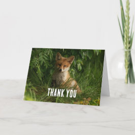 Niedlicher Baby Fox in einem grünen Wald Danke Karte