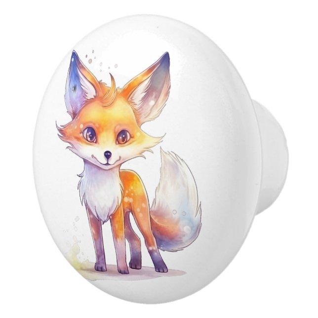 Niedlicher Baby Fox Keramik Knob Keramikknauf (Rechts)