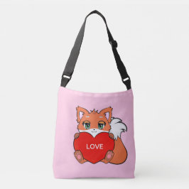 Niedlicher Baby Fox mit Herz auf Rosa Tragetaschen Mit Langen Trägern
