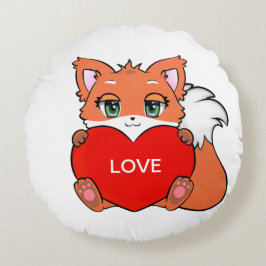 Niedlicher Baby Fox mit Herz Rundes Kissen