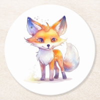 Niedlicher Baby Fox Round Paper Untersetzer
