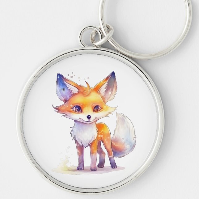 Niedlicher Baby Fox Round-Schlüsselanhänger Schlüsselanhänger (Vorne)