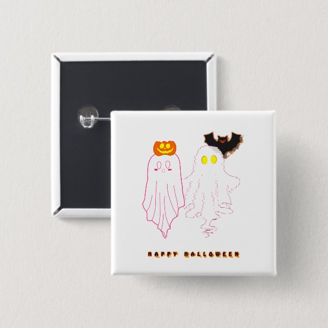 Niedlicher Baby Ghosts Halloween Button (Vorne & Hinten)