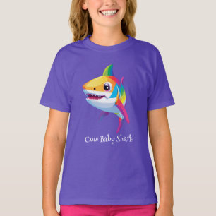 Niedlicher Baby-Hai Regenbogen bunt Geburtstagskin T-Shirt