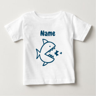 Niedlicher Baby-Haifisch-personalisierter Name Baby T-shirt
