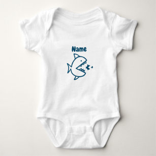 Niedlicher Baby-Haifisch-personalisiertes blaues Baby Strampler