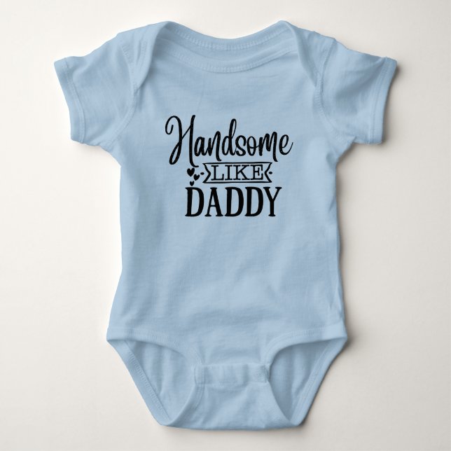 Niedlicher Baby-Handsome wie Daddy Word Art Baby Strampler (Vorderseite)