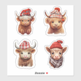 Niedlicher Baby Highland Kuh Valentinstag Aufkleber