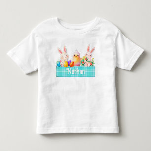 Niedlicher Baby-Junge Ostersonntag Blau karierter Kleinkind T-shirt