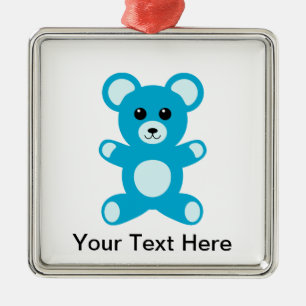 Niedlicher Baby-Jungeblauer Teddy-Bär Silbernes Ornament