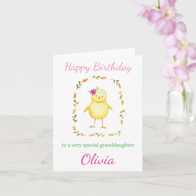 Niedlicher Baby-Kick mit Blume Custom Girl Geburts Karte (Orchidee)