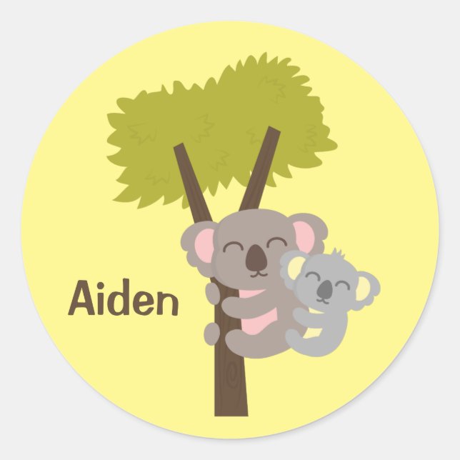 Niedlicher Baby-Koala-Bär und Mama für Kinder Runder Aufkleber (Vorderseite)
