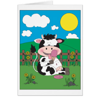 Niedlicher Baby-Kuh-Cartoon mit seiner