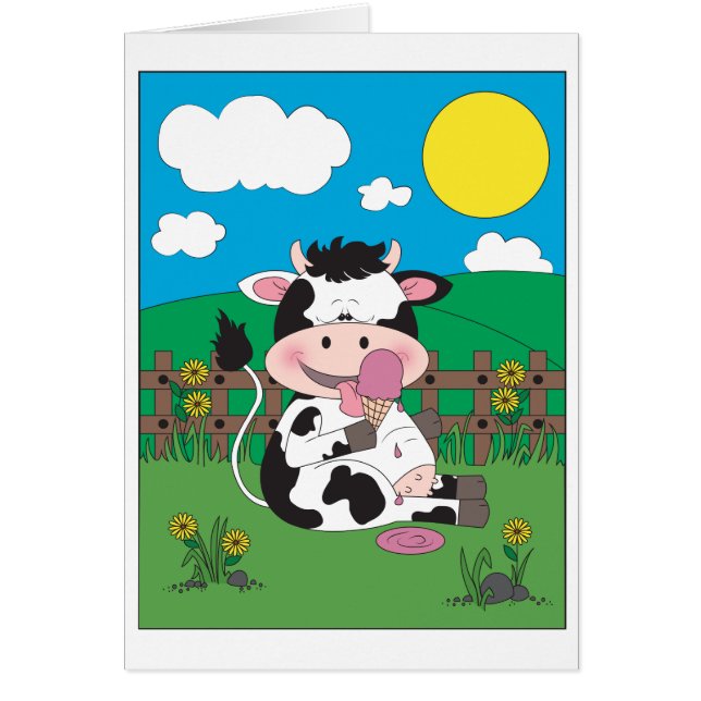 Niedlicher Baby-Kuh-Cartoon mit seiner (Vorne)