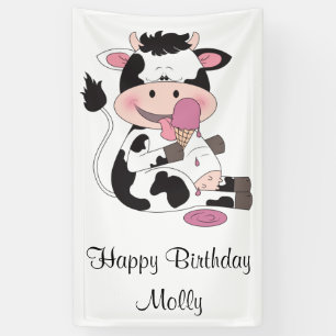Niedlicher Baby-Kuh-Cartoon mit seiner Banner