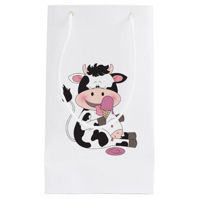 Niedlicher Baby-Kuh-Cartoon mit seiner Kleine Geschenktüte (Vorderseite)